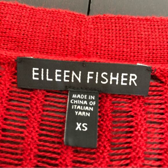 Eileen Fisher red mixed knit merino wool tunic sweater size Extra Small FLAWED - Picture 12 of 16
